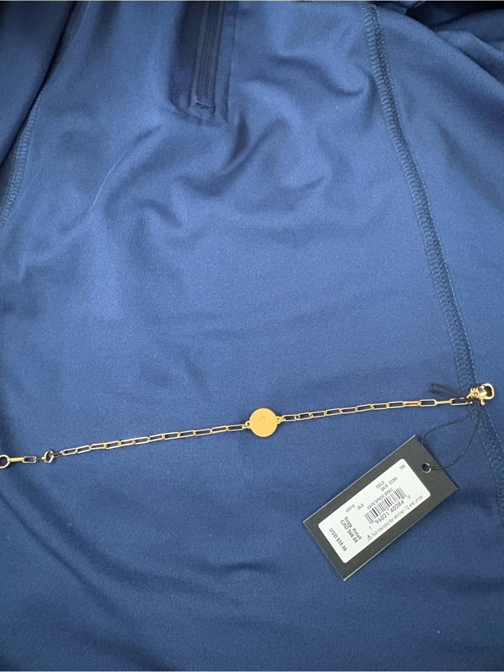 kate spade Gold Paperclip Chain bracelet with Round 'S' Initial Pendant - Picture 4 of 5
